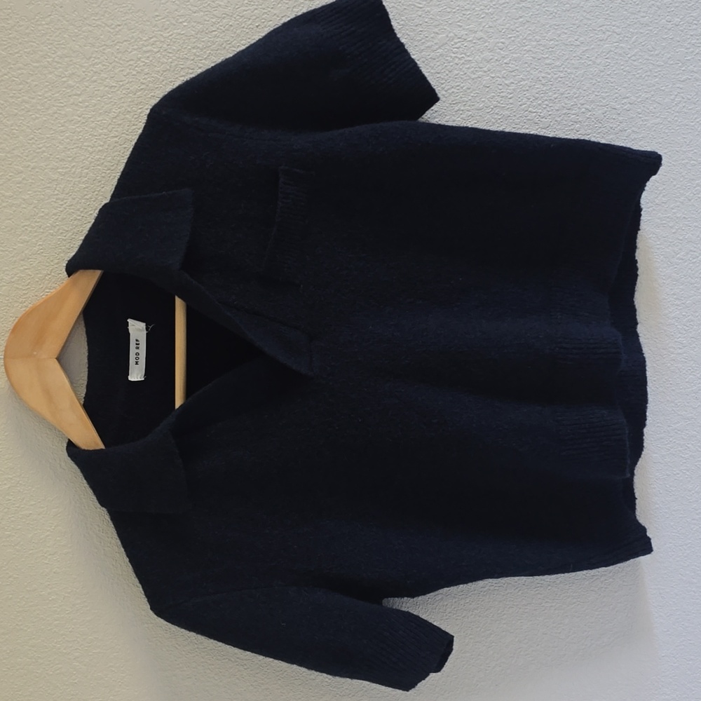 Mod Ref Half Sleeve Open Collar Sweater Navy Xs